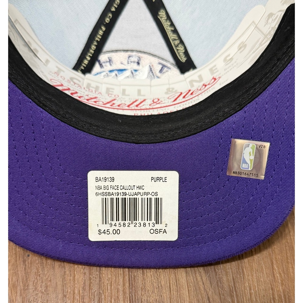 Mitchell & Ness Utah Jazz NBA Big Face Callout HWC Snapback Hat Purple - Picture 6 of 8